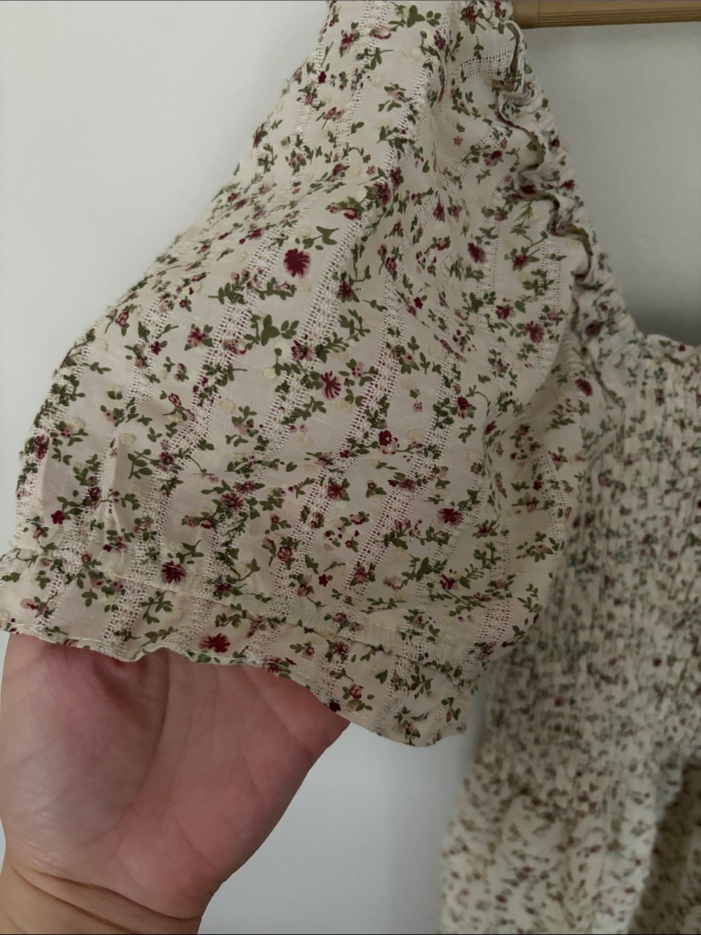 Cottagecore Cream Floral Smocked Midi Dress - Picture 4 of 8